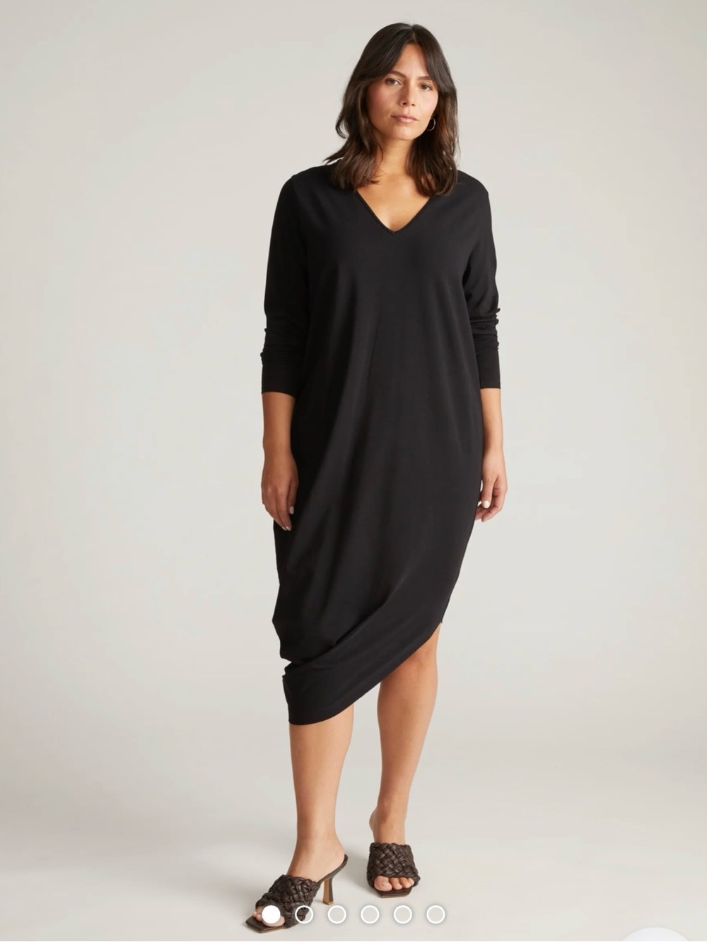 Universal Standard Black V-Neck Long Sleeve Midi Dress